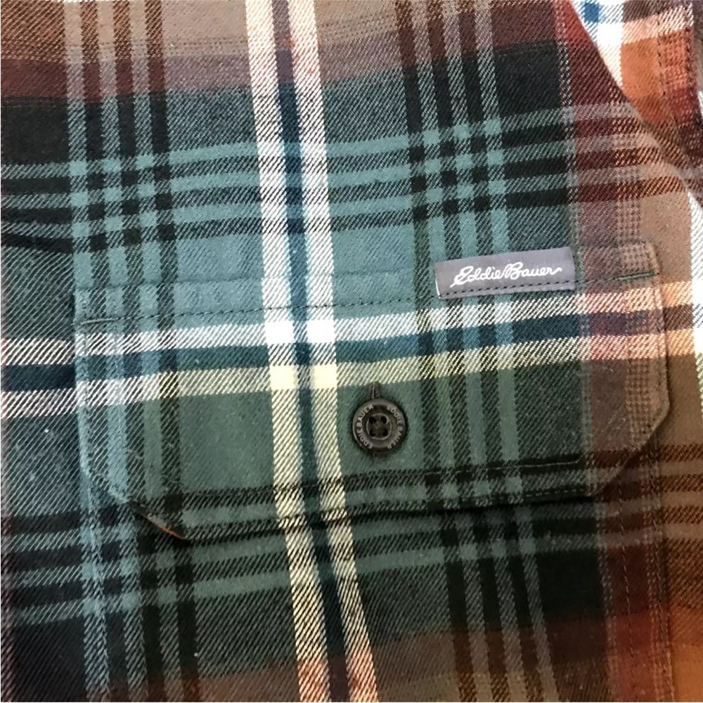 EDDIE BAUER Classic Fit Plaid Traveler Button Up Shirt Men's Size Large L - Picture 5 of 12